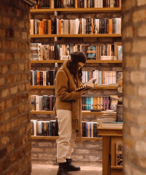 woman in bookstore